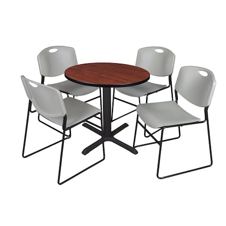 Cain Cain Round Table & Chair Set, Wood, Metal, Polypropylene Top TB30RNDCH44GY